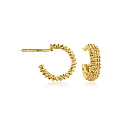 Ross-simons Italian 14kt Yellow Gold Beaded Huggie Hoop Earrings