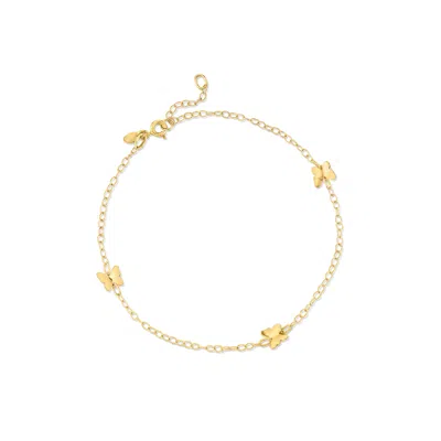 Ross-simons Italian 14kt Yellow Gold Butterfly Station Anklet In Multi