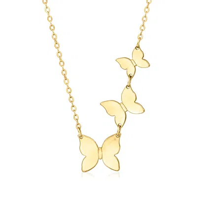 Ross-simons Italian 14kt Yellow Gold Butterfly Trio Necklace In Multi