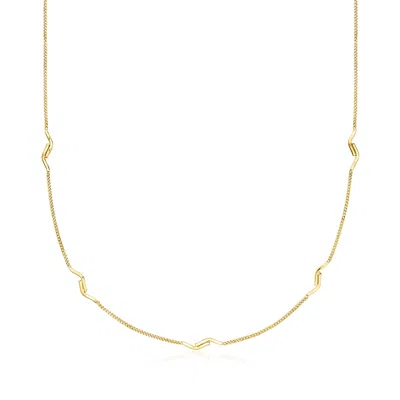 Ross-simons Italian 14kt Yellow Gold Chevron Station Curb-link Necklace In Multi