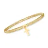 Ross-simons Italian 14kt Yellow Gold Cross Charm Mesh Bracelet In Multi