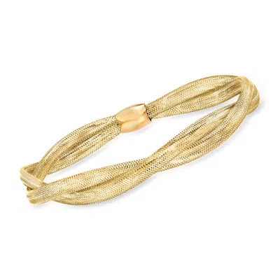 Ross-simons Italian 14kt Yellow Gold Double-mesh Bangle Bracelet In Multi