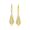 Ross-simons Italian 14kt Yellow Gold Filigree Triangle Drop Earrings In Yellow