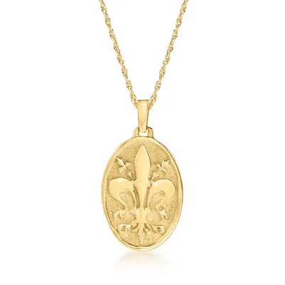 Ross-simons Italian 14kt Yellow Gold Fleur-de-lis Pendant Necklace In Multi