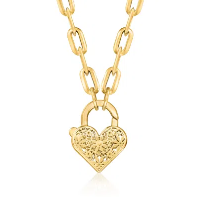 Ross-simons Italian 14kt Yellow Gold Floral Embroidery Heart Locket Necklace In Multi