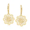 Ross-simons Italian 14kt Yellow Gold Floral Lace Flower Drop Earrings In Yellow
