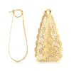Ross-simons Italian 14kt Yellow Gold Floral Lace U-shaped Hoop Earrings In Yellow