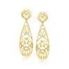 Ross-simons Italian 14kt Yellow Gold Floral Openwork Drop Earrings In Yellow