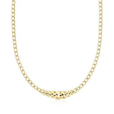 Ross-simons Italian 14kt Yellow Gold Graduated Curb-link Necklace In Multi