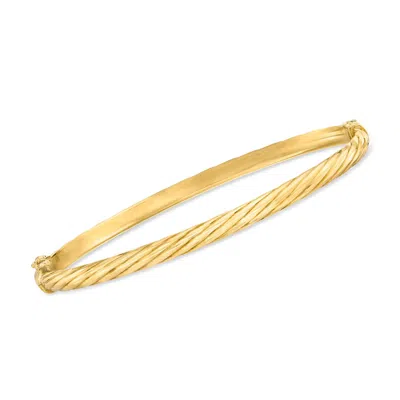 Ross-simons Italian 14kt Yellow Gold Grooved Oval Bangle Bracelet In Multi
