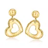 Ross-simons Italian 14kt Yellow Gold Heart Drop Earrings In Multi