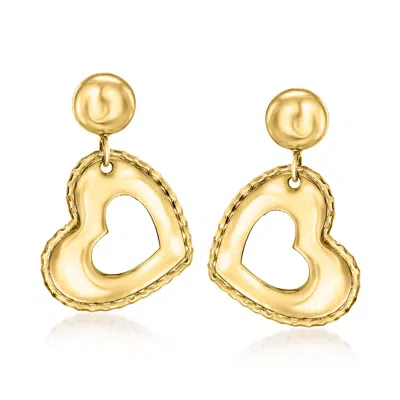 Ross-simons Italian 14kt Yellow Gold Heart Drop Earrings In Multi