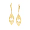 Ross-simons Italian 14kt Yellow Gold Heart Lace Marquise-shaped Drop Earrings In Yellow