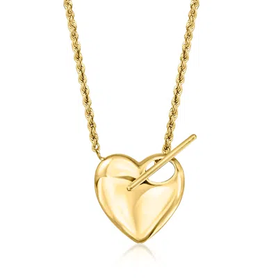 Ross-simons Italian 14kt Yellow Gold Heart Toggle Necklace In Multi