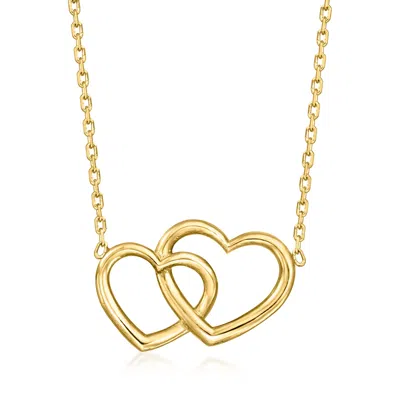 Ross-simons Italian 14kt Yellow Gold Interlocking Heart Necklace In Multi