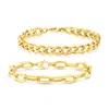 Ross-simons Italian 14kt Yellow Gold Jewelry Set: Set Of Curb-link And Paper Clip Link Bracelets In Multi