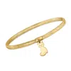 Ross-simons Italian 14kt Yellow Gold Mesh Cat Charm Bracelet In Multi