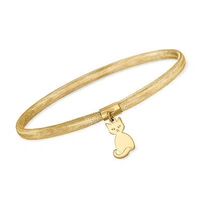 Ross-simons Italian 14kt Yellow Gold Mesh Cat Charm Bracelet In Multi