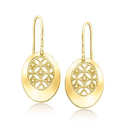Ross-simons Italian 14kt Yellow Gold Milgrain Oval Drop Earrings