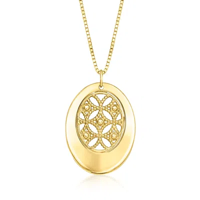 Ross-simons Italian 14kt Yellow Gold Milgrain Oval Necklace In Multi