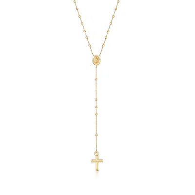 Ross-simons Italian 14kt Yellow Gold Miraculous Medal Rosary Necklace In Multi