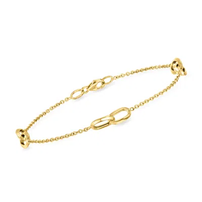 Ross-simons Italian 14kt Yellow Gold Oval-link Station Bracelet In Multi