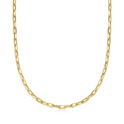 Ross-simons Italian 14kt Yellow Gold Paper Clip Link Necklace In White