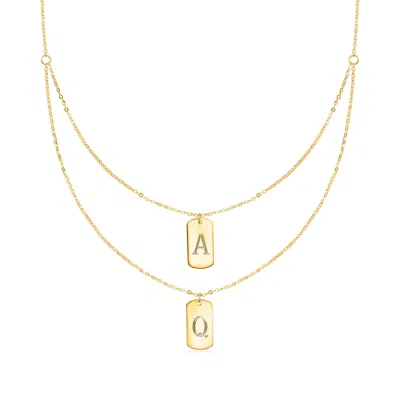 Ross-simons Italian 14kt Yellow Gold Personalized Double Dog Tag Layered Necklace