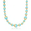 Ross-simons Italian 14kt Yellow Gold-plated Necklace With Simulated Blue Gemstones In Blue