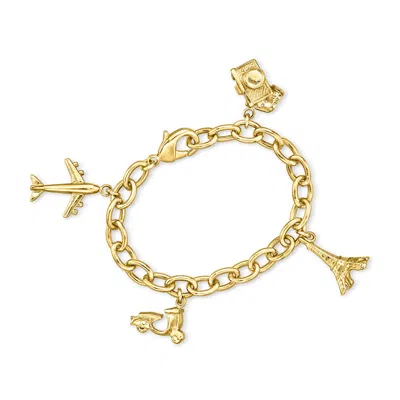 Ross-simons Italian 14kt Yellow Gold-plated Travel Charm Bracelet