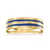 Ross-simons Italian 14kt Yellow Gold Ring With Blue Enamel Stripes In Yellow