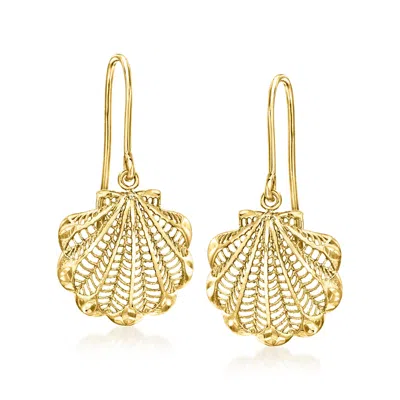 Ross-simons Italian 14kt Yellow Gold Scallop Seashell Drop Earrings