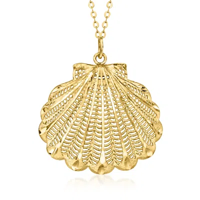 Ross-simons Italian 14kt Yellow Gold Scallop Seashell Necklace In Multi