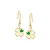 Ross-simons Italian 14kt Yellow Gold Shamrock Drop Earrings With Green Enamel In Gold