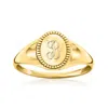 Ross-simons Italian 14kt Yellow Gold Single-initial Signet Ring In Yellow