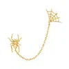Ross-simons Italian 14kt Yellow Gold Spider And Web Double-piercing Single Earring In Gold