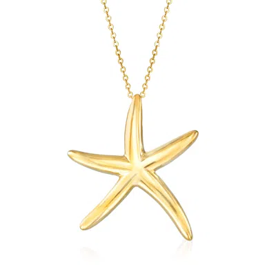 Ross-simons Italian 14kt Yellow Gold Starfish Pendant Necklace In Multi