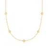 Ross-simons Italian 14kt Yellow Gold Station Bead And Paper Clip Link Necklace In Gold