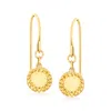 Ross-simons Italian 14kt Yellow Gold Textured And Polished Disc Drop Earrings In Yellow