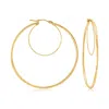 Ross-simons Italian 14kt Yellow Gold Textured And Polished Double-hoop Earrings In Yellow