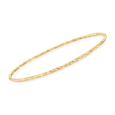 Ross-simons Italian 14kt Yellow Gold Textured Bangle Bracelet In Multi
