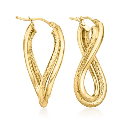 Ross-simons Italian 14kt Yellow Gold Twisted Double-hoop Drop Earrings