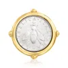 Ross-simons Italian 18kt Gold Over Sterling 2-lira Bee Coin Ring In Yellow