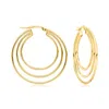 Ross-simons Italian 18kt Gold Over Sterling 3-circle Hoop Earrings