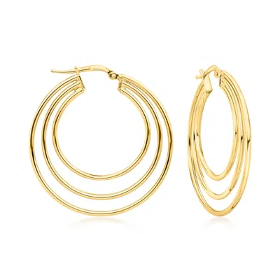 Ross-simons Italian 18kt Gold Over Sterling 3-circle Hoop Earrings In Multi