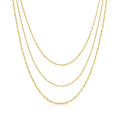 Ross-simons Italian 18kt Gold Over Sterling 3-strand Singapore-chain Necklace