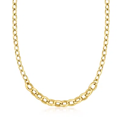 Ross-simons Italian 18kt Gold Over Sterling 7mm And 10mm Cable-link Necklace In Multi