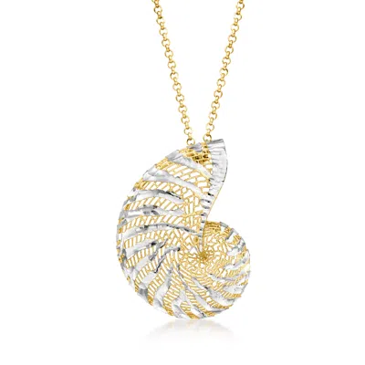 Ross-simons Italian 18kt Gold Over Sterling And Sterling Silver Seashell Necklace In Multi