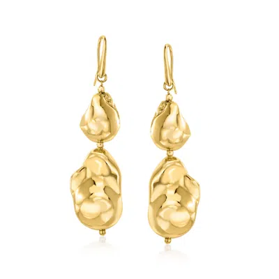 Ross-simons Italian 18kt Gold Over Sterling Baroque-style Drop Earrings In Yellow