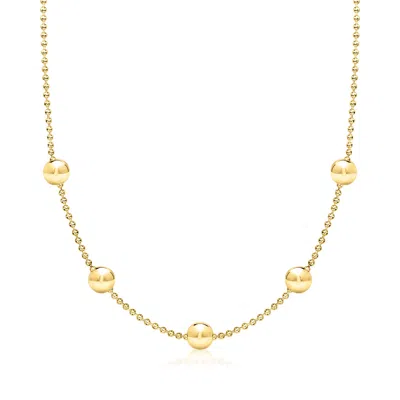 Ross-simons Italian 18kt Gold Over Sterling Bead Station Necklace In Multi